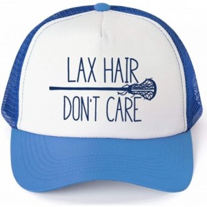 Baseball Caps Girls Lacrosse Trucker Hat - Lax Hair Don't Care - Multiple Colors - Royal - CS12O7BS5KM $18.52