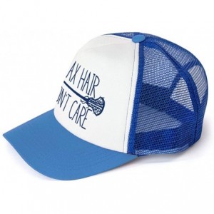 Baseball Caps Girls Lacrosse Trucker Hat - Lax Hair Don't Care - Multiple Colors - Royal - CS12O7BS5KM $18.52