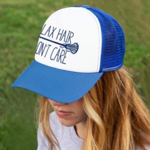 Baseball Caps Girls Lacrosse Trucker Hat - Lax Hair Don't Care - Multiple Colors - Royal - CS12O7BS5KM $18.52