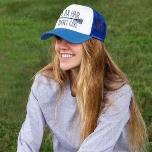 Baseball Caps Girls Lacrosse Trucker Hat - Lax Hair Don't Care - Multiple Colors - Royal - CS12O7BS5KM $18.52