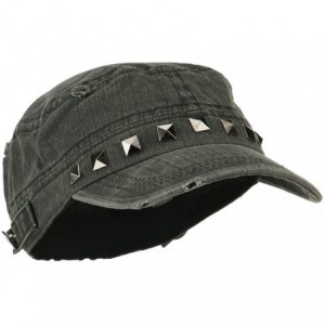 Baseball Caps Army Cadet Fitted Cap with Studs - Black - CX11KYP26NH $20.49