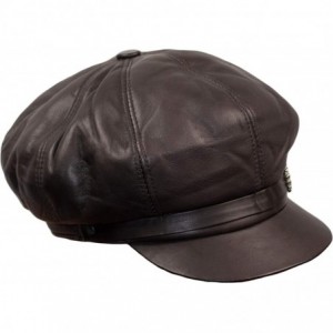 Newsboy Caps Womens Big Baker Boy Cap Leather Hat Newsboy Vintage Slouchy Painter - Brown - CM18NAAZKN6 $48.49