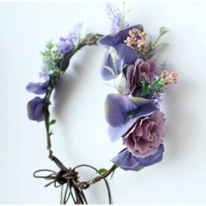 Headbands Boho Flower Headband Hair Wreath Floral Garland Crown Halo Headpiece with Ribbon Wedding Festival Party - Q - CT18I...