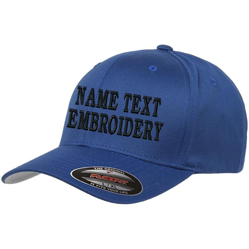 Baseball Caps Custom Embroidery Hat Flexfit 6277 Personalized Text Embroidered Fitted Size Cap - Blue - CT180ULZDEA $16.83