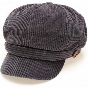 Newsboy Caps Women's Classic Visor Baker boy Cap Newsboy Cabbie Winter Cozy Hat with Comfort Elastic Back - Corduroy Charcoal...