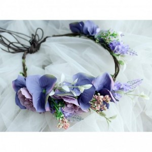 Headbands Boho Flower Headband Hair Wreath Floral Garland Crown Halo Headpiece with Ribbon Wedding Festival Party - Q - CT18I...