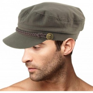 Newsboy Caps Men's Summer Cotton Greek Fisherman Sailor Fiddler Driver Hat Flat Cap - Gray - CZ18RDDUOIK $12.63