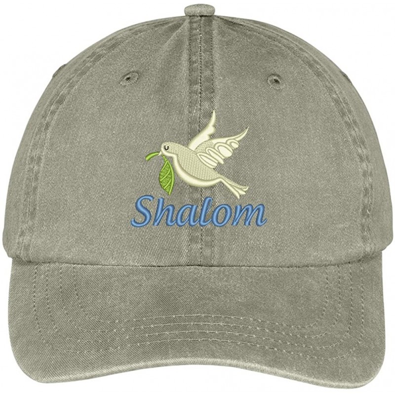 Baseball Caps Shalom Dove Embroidered Cotton Washed Baseball Cap - Khaki - CD12KMEQVX5 $21.32