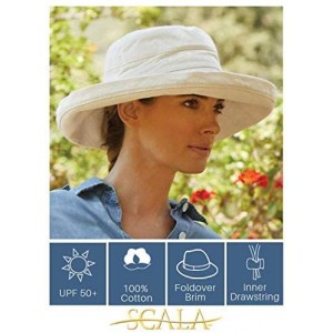 Sun Hats Women's Cotton Hat with Inner Drawstring and Upf 50+ Rating - Linen - CW11S70WTH9 $30.85