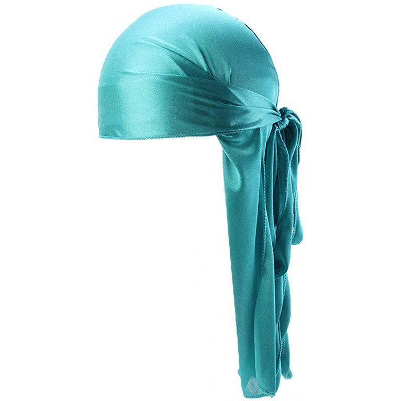 Skullies & Beanies Silk Durags for Men Waves-Long Tail Cool Doorags Scarf Chemo Wave Caps - Green - C918SN3ZMU7 $14.79