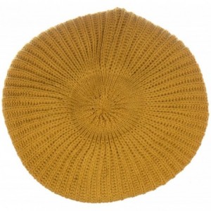 Berets Fall Winter Knit Beanie Beret Hat for Women Soft Knit Lining Many Styles - Mustard - CH18U8LN952 $11.06