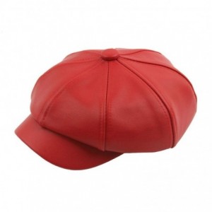 Newsboy Caps Unisex Vintage Newsboy Cabbie Painter Cap Winter Beret Visor Hat (Red) - Red - CQ18IL49RWM $11.08