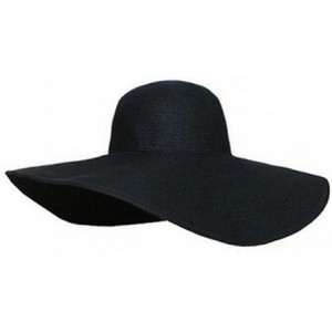 Sun Hats Summer Foldable Wide Large Brim Floppy Beach Sun Straw Hat Cap - Black - CB12335QI5L $23.78