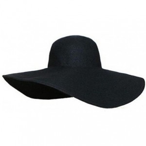 Sun Hats Summer Foldable Wide Large Brim Floppy Beach Sun Straw Hat Cap - Black - CB12335QI5L $11.58