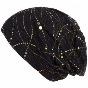 Skullies & Beanies Womens Floral Beanie Hat Chemo Cap Stretch Slouchy Turban Scarf Headwear - Black - CD18HC2UNYQ $19.51