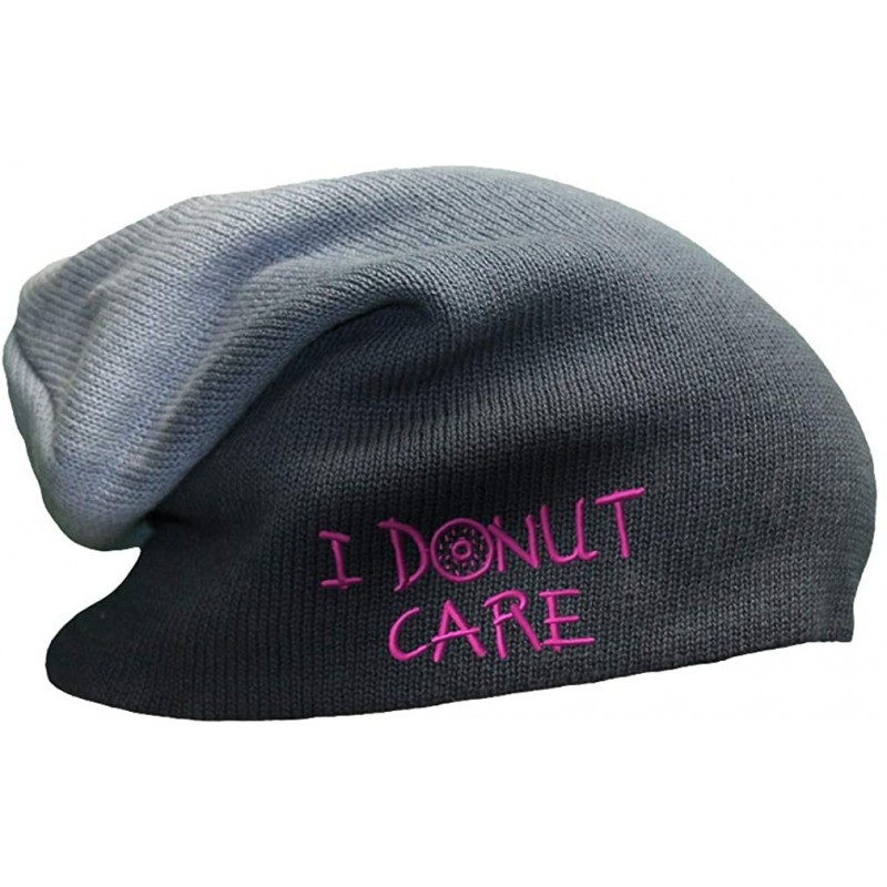 Skullies & Beanies Slouchy Beanie for Men & Women I Donut Care Funny B Embroidery Skull Cap Hats - Navy - CE18A9GI5CA $20.36