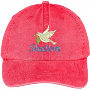 Baseball Caps Shalom Dove Embroidered Cotton Washed Baseball Cap - Red - CG12KMEQXPB $33.57
