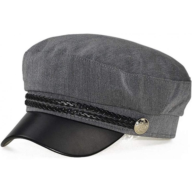 Newsboy Caps Cotton Greek Fisherman-Newsboy Cap Cosplay Fiddler Captain Sailor Hat - Grey - CV18YL83366 $9.52