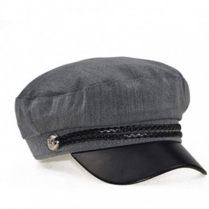 Newsboy Caps Cotton Greek Fisherman-Newsboy Cap Cosplay Fiddler Captain Sailor Hat - Grey - CV18YL83366 $9.52