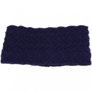 Cold Weather Headbands Womens Chic Cold Weather Enhanced Warm Fleece Lined Crochet Knit Stretchy Fit - Wave Navy - CL184L4QSG...