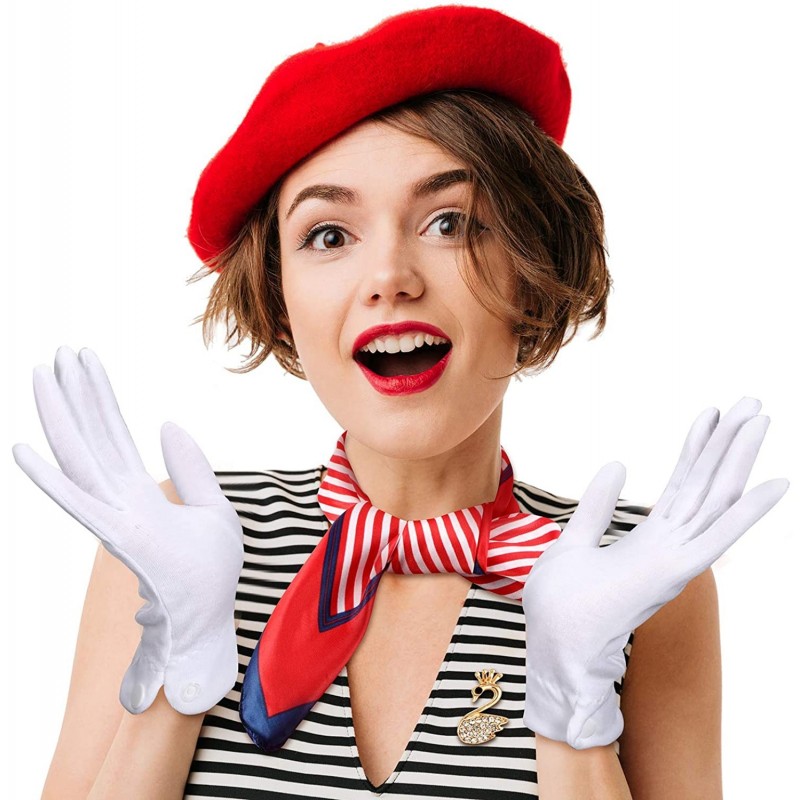 Berets Beret Costume Women Wool Beret French Artist Beret Hat Set Scarf Brooch Gloves Red - CD18YIAY2LE $20.63