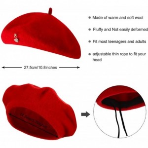 Berets Beret Costume Women Wool Beret French Artist Beret Hat Set Scarf Brooch Gloves Red - CD18YIAY2LE $9.63