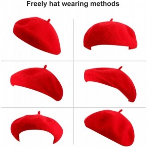 Berets Beret Costume Women Wool Beret French Artist Beret Hat Set Scarf Brooch Gloves Red - CD18YIAY2LE $9.63