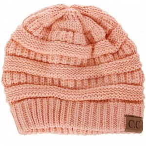 Skullies & Beanies USA Trendy Warm Chunky Soft Stretch Cable Knit Slouchy Beanie - Peach - CE17YCWUL9R $9.68