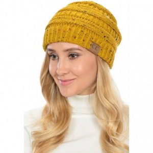 Skullies & Beanies USA Trendy Warm Chunky Soft Stretch Cable Knit Slouchy Beanie - M.mustard - CH12N09AB77 $23.83