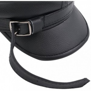 Newsboy Caps Unisex Genuine Leather Greek Fisherman Sailor Fiddler Driver Hat Flat Cap - Black - CM18G2TWIO6 $19.21