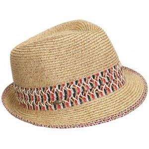 Fedoras UPF50+ Adjustable Multicolor Woven Pattern Short Brim Fedora Hat - Red - CR12ENYM9XL $16.13