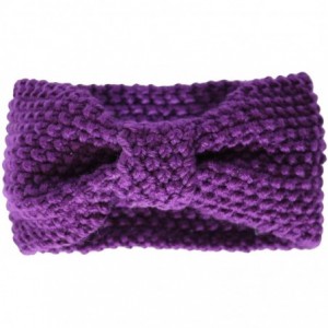 Cold Weather Headbands Crochet Bow Winter Headband Ear Warmer - 16-purple - CL1264JFAWJ $18.92