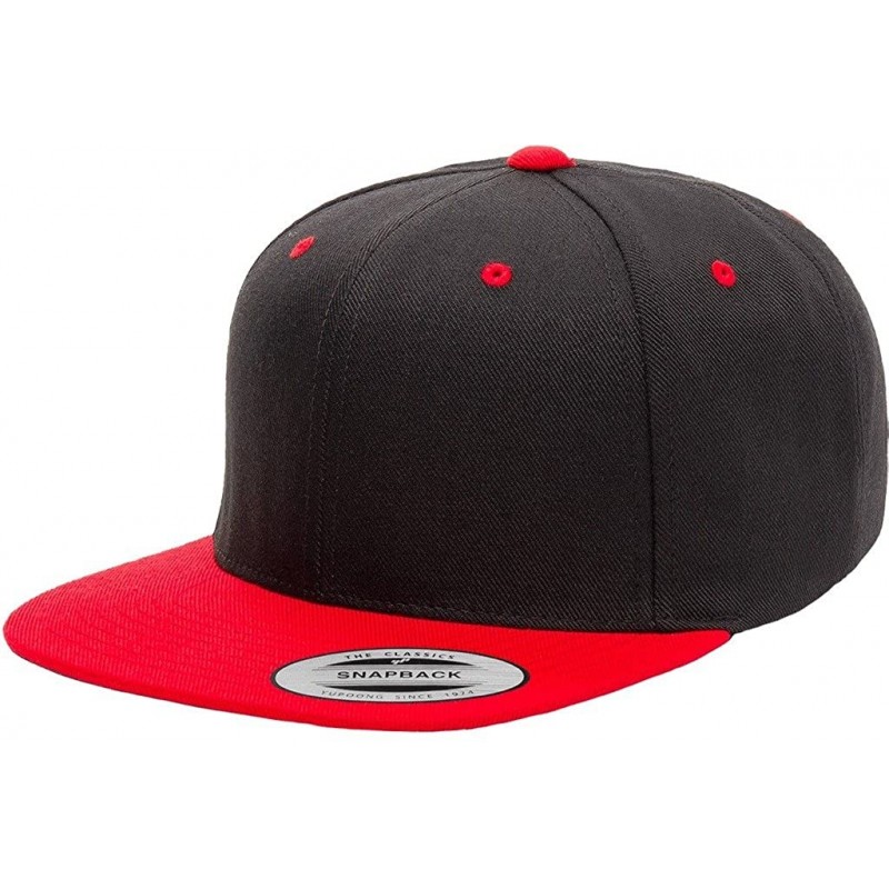 Baseball Caps Classic Wool Snapback with Green Undervisor Yupoong 6089 M/T - Black/Red - CU12LC2KC8V $13.33