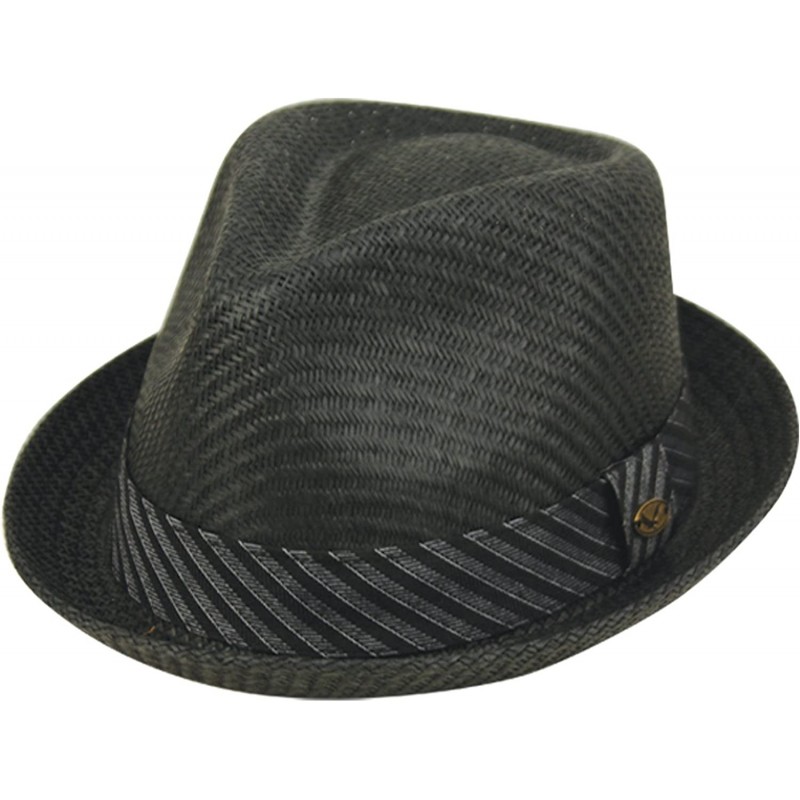 Fedoras Mens Summer Fedora Cuban Style Short Brim Hat - Black - CT12GW8FTR9 $29.79