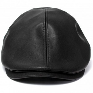 Newsboy Caps Mens Women Vintage Leather Beret Cap Peaked Hat Newsboy Sunscreen Black - CQ18HYLGGW5 $9.73