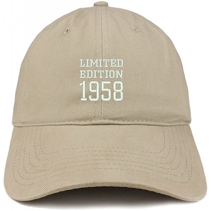 Baseball Caps Limited Edition 1958 Embroidered Birthday Gift Brushed Cotton Cap - Khaki - CG18CO5Y9MD $16.33