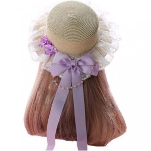 Sun Hats Sun Hats for Women UV Protection Summer Sweet Cute Lolita Lace Straw Hat - Purple - CJ18EH42XY8 $54.30