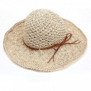 Sun Hats Straw Hats for Women Wide Brim Caps Foldable Summer Beach Sun Protective Hat - Beige - CB18RRKZKNM $14.18