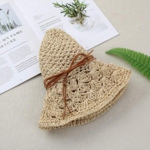 Sun Hats Straw Hats for Women Wide Brim Caps Foldable Summer Beach Sun Protective Hat - Beige - CB18RRKZKNM $14.18