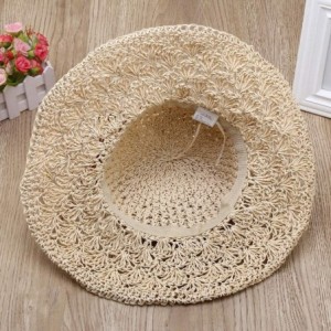 Sun Hats Straw Hats for Women Wide Brim Caps Foldable Summer Beach Sun Protective Hat - Beige - CB18RRKZKNM $14.18