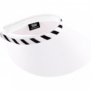 Visors Women's Large Brim Clip On Visor - White/Black-white Stripes - CN17YEXUTNM $30.20