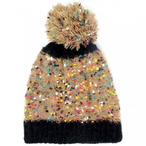 Skullies & Beanies Women Fashion Winter Fall Soft Knitted Multi Color Animal Print Cat Ear Beanie Hats - Sprinkles - Khaki - ...