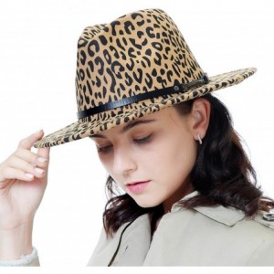 Fedoras Men & Women Classic Wide Brim Fedora Hat with Belt Buckle Wool Felt Panama Fedora M/L - A1-leopard Print-camel - CF18...