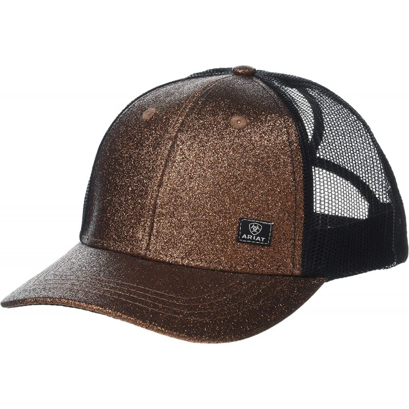 Baseball Caps Women's Offset Logo Glitter Messy Bun Snapback Cap - Copper Glitter - CF18NKD6H5H $34.63