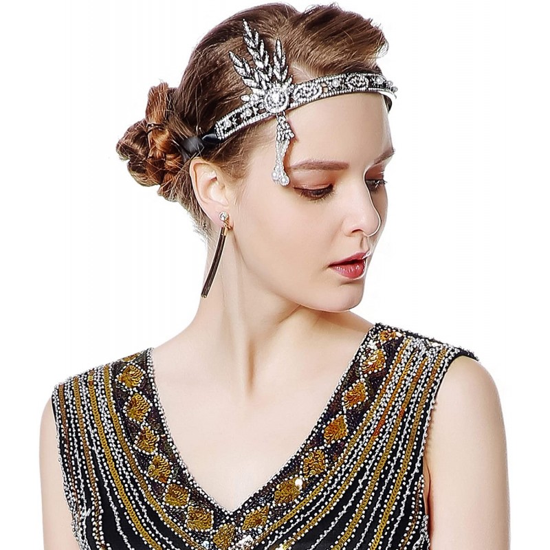 Headbands Flapper Headband Bling Rhinestone Pearl Wedding Headpiece 1920s Gatsby Themes Party Accessoires - CH18R2Q9M33 $16.32