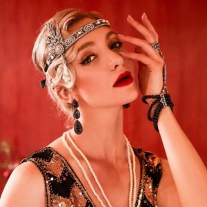 Headbands Flapper Headband Bling Rhinestone Pearl Wedding Headpiece 1920s Gatsby Themes Party Accessoires - CH18R2Q9M33 $16.32