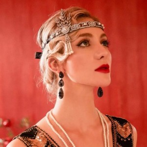 Headbands Flapper Headband Bling Rhinestone Pearl Wedding Headpiece 1920s Gatsby Themes Party Accessoires - CH18R2Q9M33 $16.32