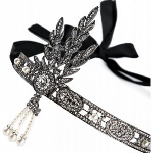 Headbands Flapper Headband Bling Rhinestone Pearl Wedding Headpiece 1920s Gatsby Themes Party Accessoires - CH18R2Q9M33 $16.32