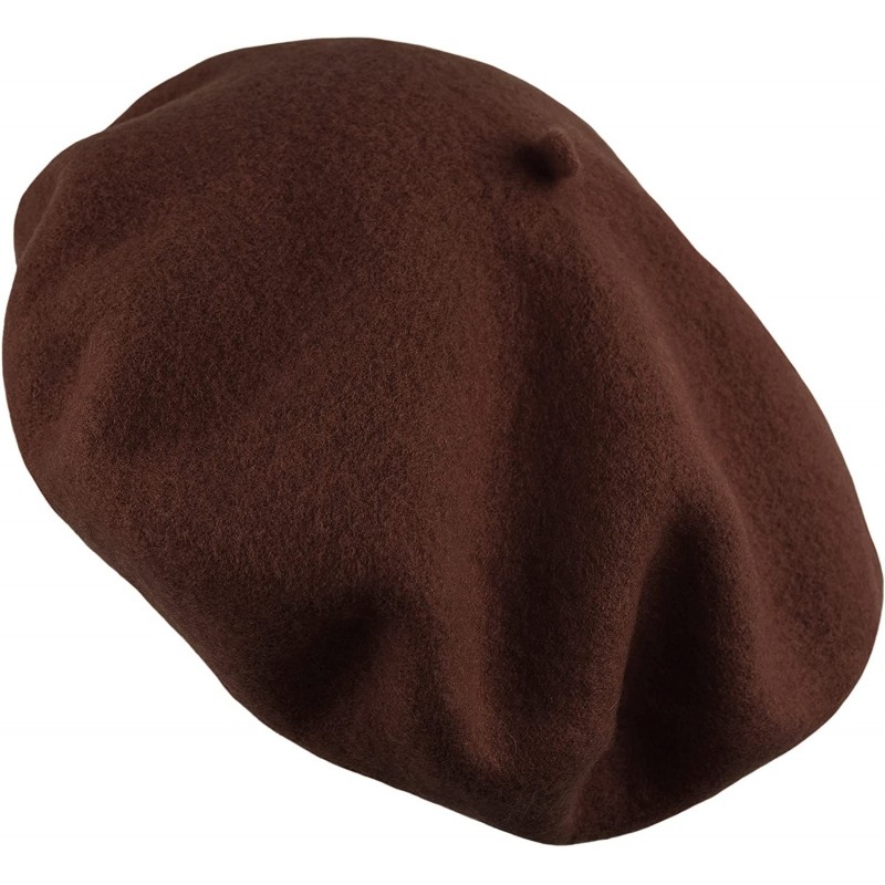 Berets Women's Wool French Beret Cozy Stretchable Beanie Unisex Artist Cap One Size - Brown - CC18ATZDA4C $7.77