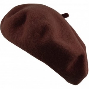 Berets Women's Wool French Beret Cozy Stretchable Beanie Unisex Artist Cap One Size - Brown - CC18ATZDA4C $7.77